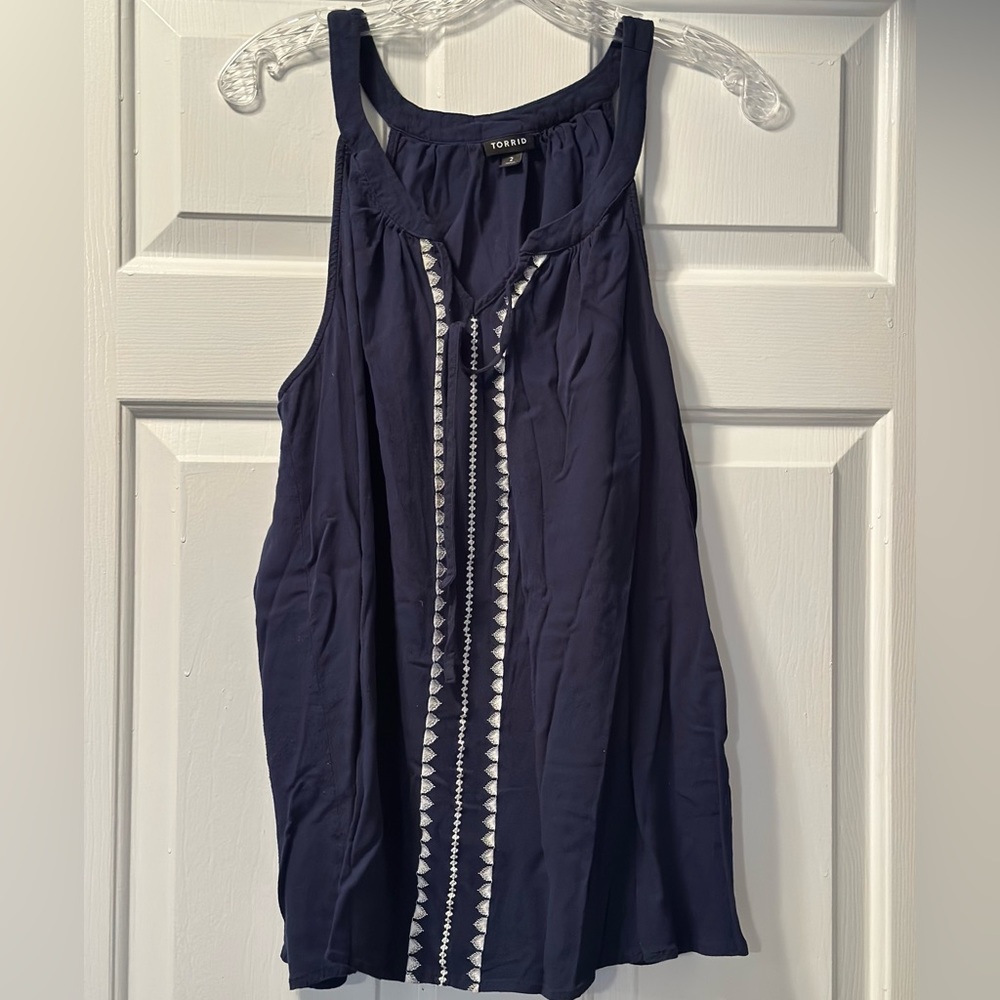 Torrid Sleeveless Top with Embroidery Front Detail